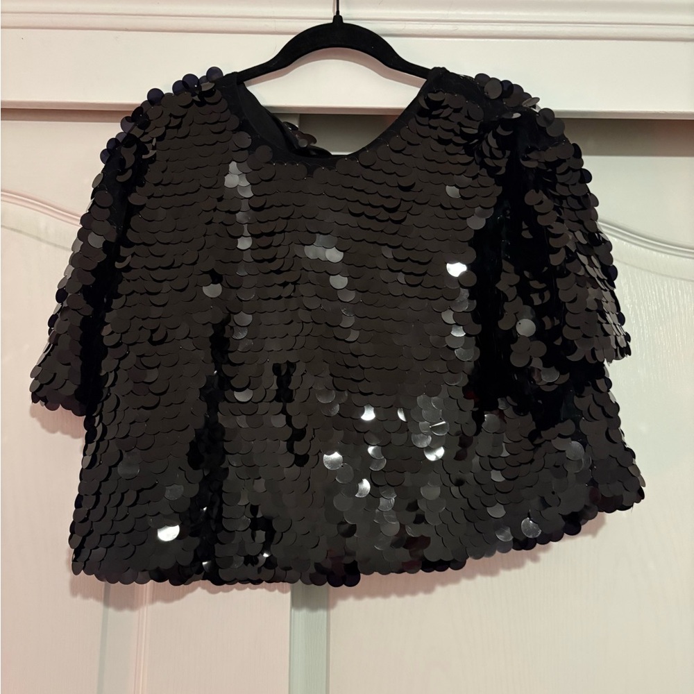 A New Day Black Sequin Crop Top